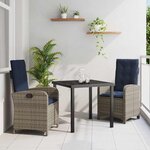 vidaXL Ensemble de salle à manger pour jardin 3 Pièces Gris polyrotin