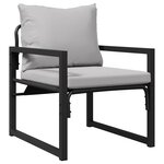 vidaXL Mobilier de jardin avec coussin Autre 4 Pièces Noir Acier