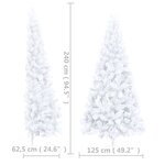 vidaXL Sapin de Noël artificiel pré-éclairé moitié/support blanc 240cm