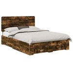 vidaXL Cadre de lit Chêne fumé 150 x 200 cm Bois d'ingénierie