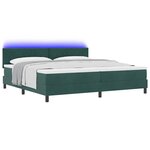 vidaXL Lit à ressort LED avec matelas Vert foncé 200 x 200 cm Velours