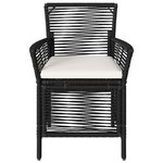 vidaXL Chaise d'Extérieur avec coussin 4 Pièces Noir et Crème polyrotin
