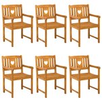vidaXL Chaises de jardin 6 Pièces Naturel Bois d'Acacia Massif