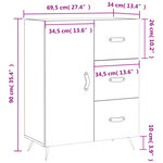 vidaXL Buffet chêne fumé 69 5x34x90 cm bois d'ingénierie
