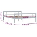 vidaXL Cadre de lit sans matelas gris et blanc métal 160x200 cm