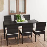 vidaXL Ensemble à manger de jardin 7 Pièces Résine tressée Noir