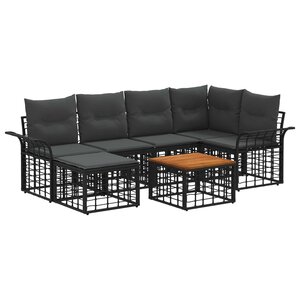vidaXL Ensemble de canapés d'extérieur 7 pc Noir et Gris foncé
