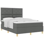 vidaXL Lit à ressorts avec matelas Gris foncé 140 x 200 cm tissu