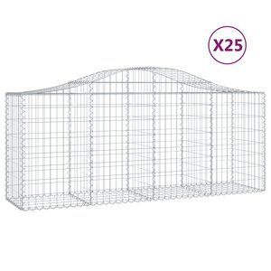 vidaXL Paniers à gabions arqués 25 Pièces 200x50x80/100 cm Fer galvanisé