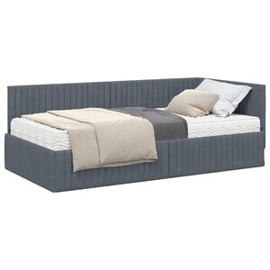vidaXL Cadre de lit d'angle avec matelas 2 pièces Gris foncé