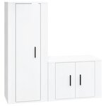 vidaXL Ensemble de meubles TV 2 Pièces blanc brillant bois d'ingénierie
