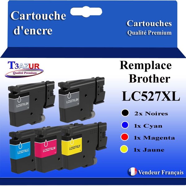T3AZUR - 5x Toners compatibles avec Brother MFC-J6960DW  MFC-J6975DW  MFC-J6977DW remplace Brother LC527 XL