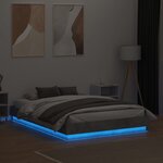 vidaXL Cadre de lit avec LED sans matelas gris béton 135x190 cm