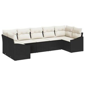 vidaXL Ensemble de canapé de jardin 7 Pièces Noir Poly rotin