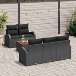 vidaXL Ensemble de canapé de jardin 6 Pièces Noir
