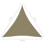 Vidaxl voile de parasol tissu oxford triangulaire 4 5x4 5x4 5 m beige
