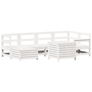 vidaXL Salon de jardin 7 Pièces blanc bois de pin massif