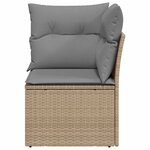 vidaXL Canapé d'angle de jardin avec coussins beige résine tressée