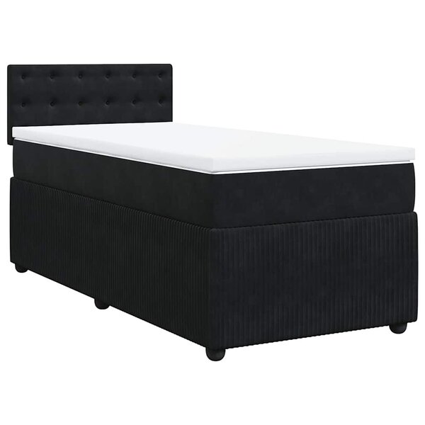 vidaXL Sommier à lattes de lit avec matelas Noir 100x200 cm Velours
