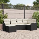 Ensemble de canapé de jardin vidaXL 6 pièces avec coussins noir en rotin synthétique