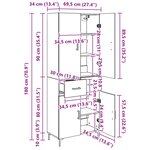 vidaXL Haut Armoire Bois Ancien 69 5 x 34 x 180 cm Bois d'ingénierie