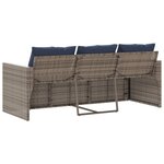 vidaXL Canapé de jardin avec coussins 3 places gris résine tressée