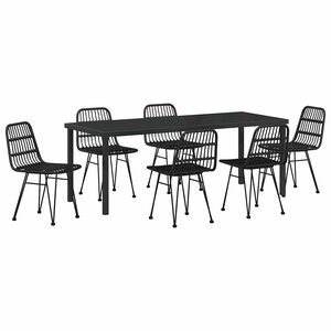 vidaXL Ensemble de salle à manger pour jardin 7 Pièces Noir