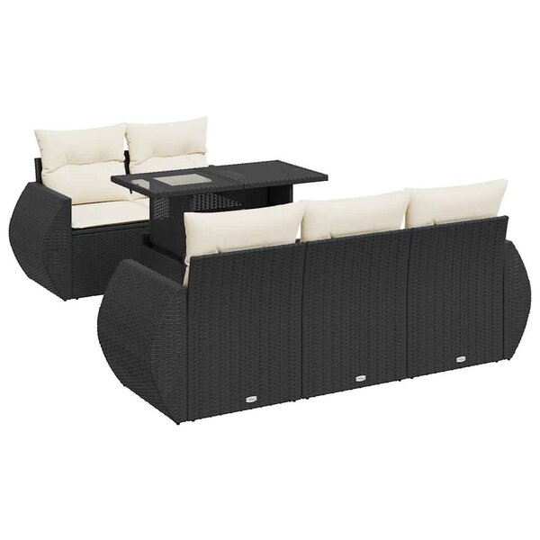 vidaXL Salon de jardin 6 Pièces avec coussins noir résine tressée
