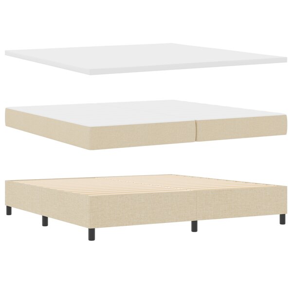 vidaXL Lit Box Spring avec Matelas & Banc Crème 200x200 cm Tissu