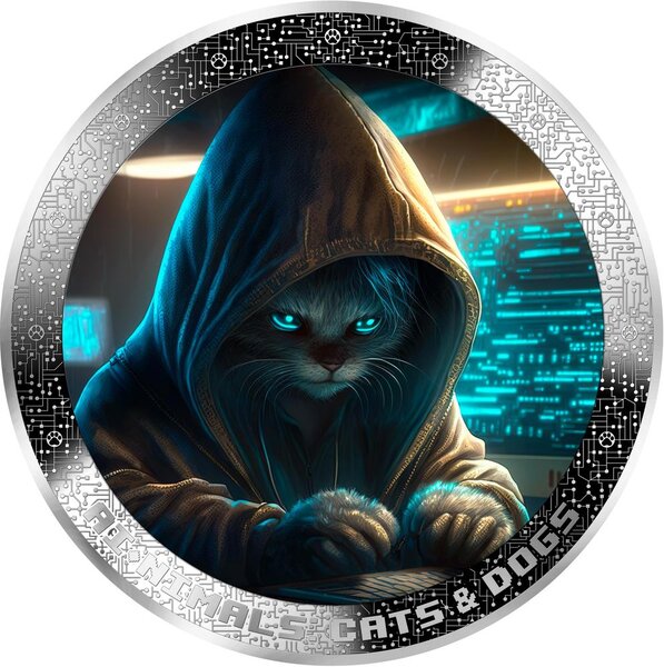 Pièce de monnaie en Argent 1000 Francs g 31.1 (1 oz) Millésime 2025 AI-Nimals HACKER CAT AI-NIMALS (PRÉCOMMANDE)