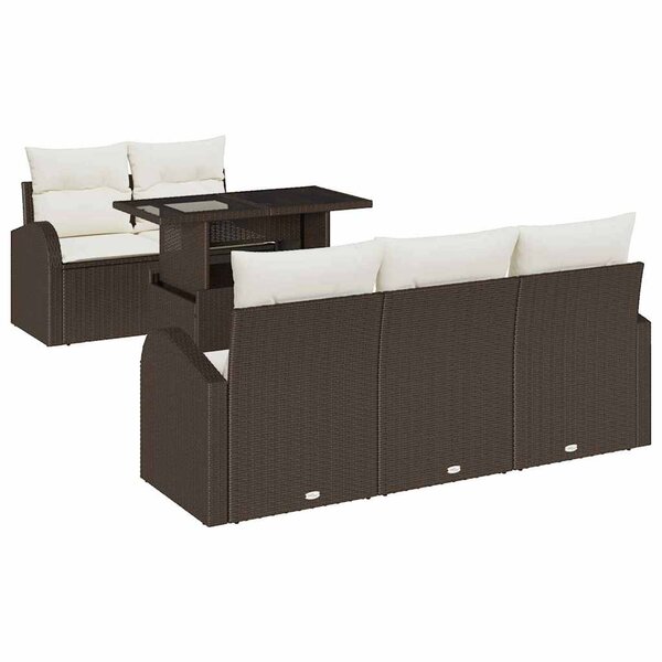 vidaXL Ensemble de canapé de jardin 6 pièces Marron Poly Rattan