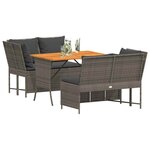 vidaXL Salon de jardin avec coussins 3 Pièces gris résine tressée