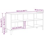 vidaXL Meuble TV avec pieds en métal Chêne fumé 103 5x30x50 cm