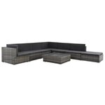 vidaXL Salon de jardin 8 Pièces avec coussins Résine tressée Gris