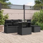 vidaXL Ensemble de canapé de jardin avec coussin 6 Pièces Noir