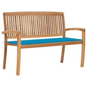 vidaXL Banc de jardin empilable et coussin 128 5cm Bois de teck massif