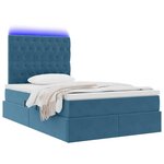 vidaXL Lit avec rangement et LED avec LED Bleu 120 x 190 cm Velours