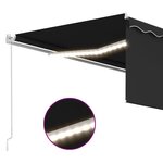 vidaXL Auvent manuel rétractable avec store et LED 4x3 m Anthracite