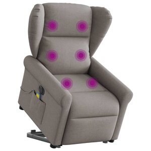vidaXL Fauteuil inclinable de massage électrique Taupe Tissu