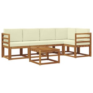 vidaXL Ensemble de canapés d'extérieur 6 pc Naturel et Crème