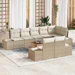 vidaXL Ensemble de canapé de jardin 9 pièces avec coussins beige en poly rotin