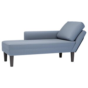 vidaXL Chaise longue avec coussin bleu tissu en velours côtelé