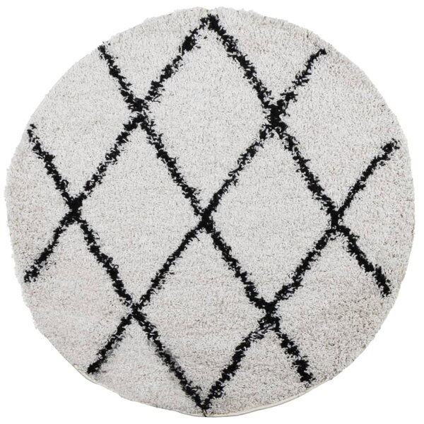 vidaXL Tapis shaggy à poils longs moderne crème et noir Ø 160 cm