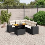 vidaXL Salon de jardin 6 Pièces avec coussins noir résine tressée