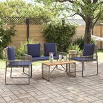 vidaXL Ensemble de meubles d'extérieur 9 Pièces Gris et bleu marine