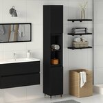vidaXL Cabinet de salle de bain avec porte Chêne noir 30 x 30 x 190 cm