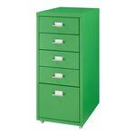 Caisson de bureau armoire meuble de rangement à roulettes avec 5 tiroirs 69 x 28 x 41 cm vert pomme 03_0009109