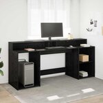vidaXL Bureau avec porte Chêne noir 200 x 55 x 91 cm Bois d'ingénierie