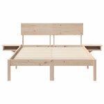 vidaXL Cadre de lit avec tables de chevet Marron Bois massif en pin