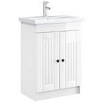 vidaXL Armoire sous évier de salle de bain Blanc brillant